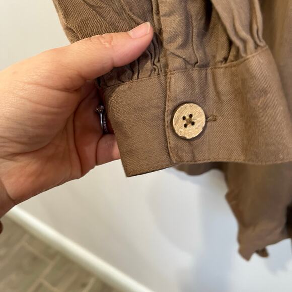 Free People Leyla Romper NWT Size M Linen Cotton Blend Tan Beachy Oversized - Picture 12 of 12